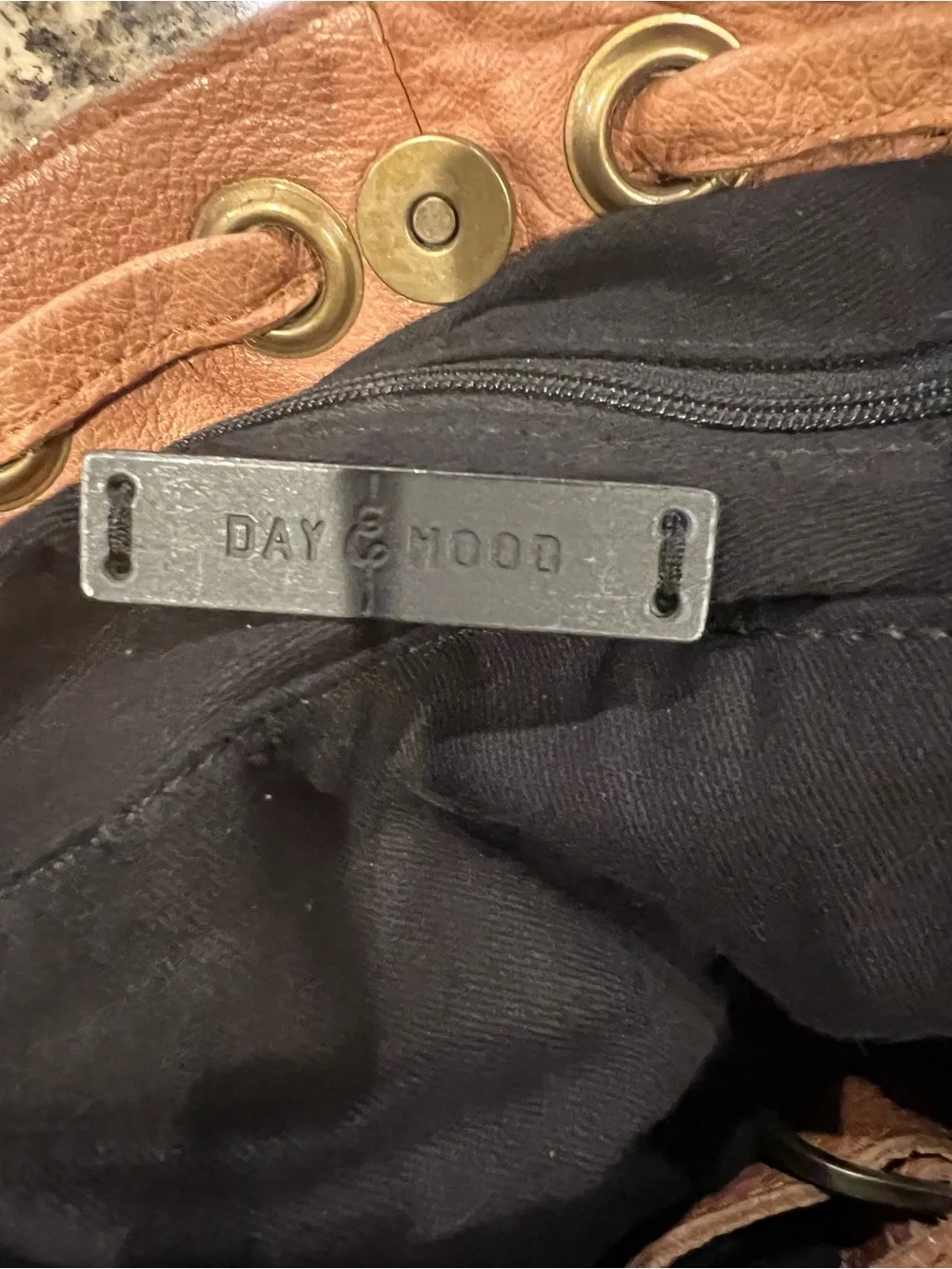 Leather hobo crossbody by Day & Mood, western style, saddle